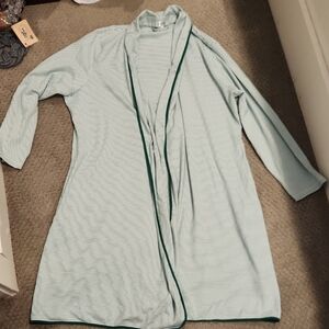 Lake 100% Pima Cotton From Peru. Striped Green Women's Robe XL. NEW